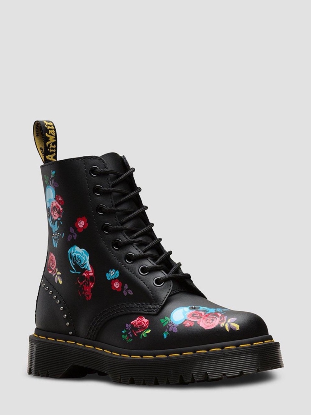 Dr. Martens Black Floral & Skull 8-Eye Lace-Up Boot